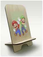 BrutBag Подставка для телефона из дерева c рисунком УФ Игры Super Mario Bros ( Sega, Сега, 16 bit, 16 бит, ретро приставка) - 2299