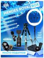 Mendes Royal Box / Умный штатив монопод для телефона 4 в 1 напольный стальной штатив тренога, петличка iPhone (беспроводной микрофон) и кольцевая лампа 45 см