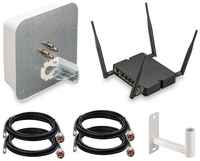 Комплект KROKS MiMo 4x4 гигабитный роутер Rt-Cse m12-G 3G 4G LTE Cat.12 до 600 Мбит / с WiFi 2,4+5 ГГц с антенной KAA18-1700 / 2700-4x4 +4 кабеля по 5м