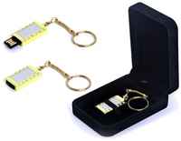 Подарочный набор флешка Кулон (32 Гб / GB USB 2.0 Золотой/ MiniDiamond_N8 Подарок к празднику 8 марта для милых дам от любимых мужчин)