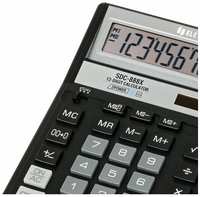 Калькулятор настольный Eleven SDC-888X-BK, 12 разрядов, двойное питание, 158×203×31мм