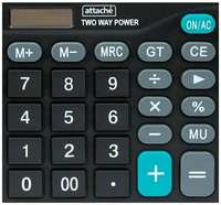 Калькулятор настольный полноразмерный Attache ATC-444-12F 12-разрядный черный, 1277748