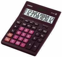 Калькулятор настольный CASIO GR-12С-WR (210х155 мм), 12 разрядов, двойное питание, бордовый, GR-12C-WR-W-EP