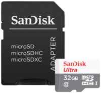 Карта памяти SanDisk microSDHC 16 ГБ Class 10, V10, A1, UHS-I U1, R 80 МБ/с, адаптер на SD, 1 шт., черный