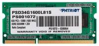 Оперативная память Patriot Memory SL 4 ГБ DDR3L 1600 МГц SODIMM CL11 PSD34G1600L81S