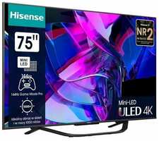 75″ Телевизор Hisense 75U7KQ, Ultra HD, 3840x2160, 120 Гц, Wi-Fi, Bluetooth, черный