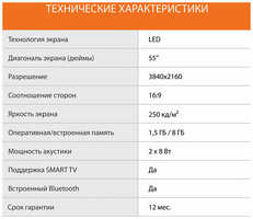Телевизор LED SunWind 55″ SUN-LED55XU401 Яндекс. ТВ Frameless 4K Ultra HD 60Hz DVB-T DVB-T2 DVB-C DVB-S DVB-S2 USB WiFi Smart TV