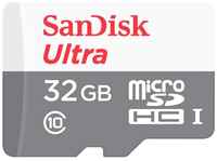 Карта памяти SanDisk microSDHC 16 ГБ Class 10, V10, A1, UHS-I, R 80 МБ / с, 1 шт., белый / серый