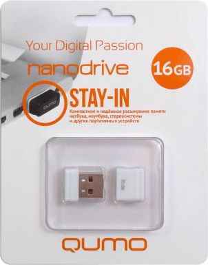 Флешка USB 16Gb QUMO NanoDrive USB2.0 белый QM16GUD-NANO-W