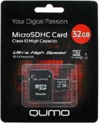 Карта памяти Micro SDHC 32Gb class 10 QUMO QM32GMICSDHC10U1 + SD adapter 203035461