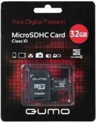 Карта памяти Micro SDHC 32Gb class 10 QUMO QM32(G)MICSDHC10 + SD adapter 203035467