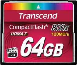 Карта памяти Compact Flash Card 64GB Transcend 800x Type I TS64GCF800