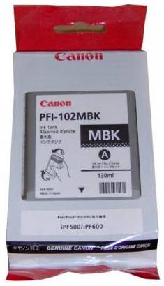 Картридж Canon PFI-102MBK для iPF500 iPF510 iPF600 iPF605 iPF610 iPF700 iPF710 iPF720 130мл черный матовый