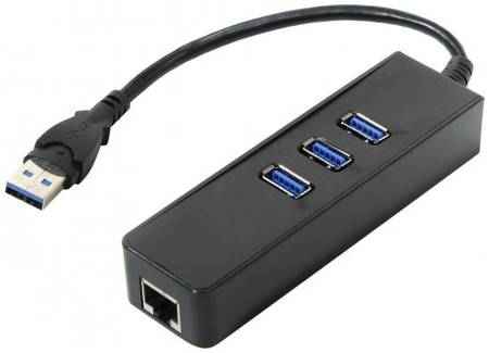 Концентратор USB 3.0 ORIENT JK-340 3 х USB 3.0 черный + Gigabit Ethernet