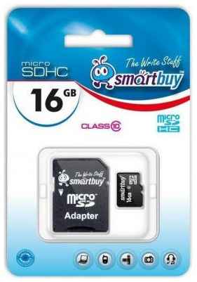 Smart Buy Карта памяти Micro SDHC 16GB Class 10 SmartBuy SB16GBSDCL10-01 + SD адаптер 203387255