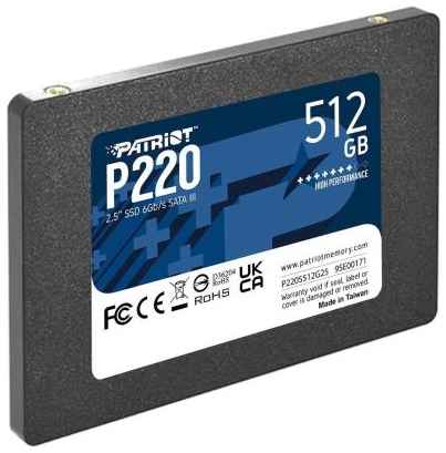 Твердотельный накопитель SSD 2.5 512 Gb Patriot P220 Read 550Mb/s Write 500Mb/s 3D NAND P220S512G25 2034000894