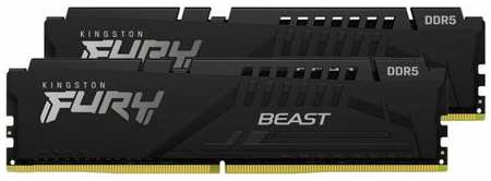 Оперативная память для компьютера 64Gb (2x32Gb) PC5-48000 6000MHz DDR5 DIMM Unbuffered CL40 Kingston FURY Beast KF560C40BBK2-64