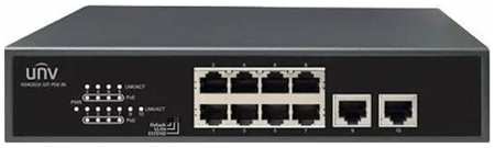 Uniview Коммутатор 10*100Mbps network ports (RJ45), including 8 PoE ports, IEEE802.3,IEEE802.3u,IEEE802.3az,IEEE802.3x,IEEE802.3af,IEEE802.3at, 2Gbps