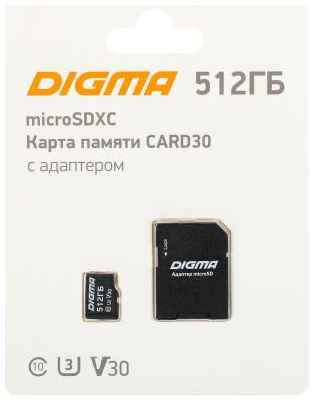 Флеш карта microSDXC 512Gb Class10 Digma CARD30 + adapter 2034004667