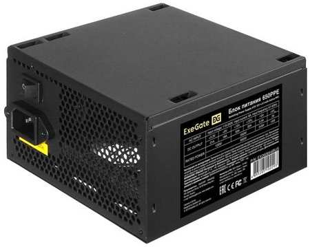 Блок питания 650W ExeGate 650PPE (ATX, APFC, PC, КПД 80% (80 PLUS), 12cm fan, 24pin, 2x(4+4)pin, 2xPCI-E, 5xSATA, 3xIDE, black, кабель 220V в комплект 2034005479