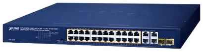 Коммутатор/ PLANET GSW-2824P 24-Port 10/100/1000T 802.3at PoE + 2-Port 10/100/1000T + 2-Port Gigabit TP/SFP Combo Ethernet Switch (250W PoE Budget, St