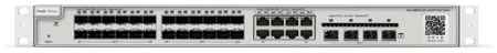 Ruijie Networks Reyee 24-Port SFP L2 Managed Switch, 24 SFP Slots, 8 Gigabit RJ45 Combo Ports, 4 *10G SFP+ Slots, 19-inch Rack-mountable Steel Case