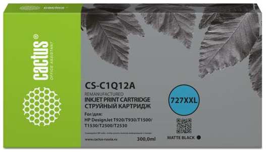 Картридж струйный Cactus CS-C1Q12A №727 черный (300мл) для HP Designjet T920/T930/T1500/T1530 2034017441