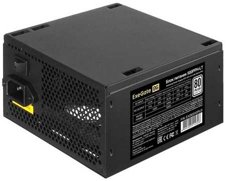 Блок питания 500W ExeGate 80 PLUS® 500PPH-LT-OEM (ATX, APFC, КПД 82% (80 PLUS), 12cm fan, 24pin, (4+4)pin, PCIe, 5xSATA, 3xIDE, RTL)