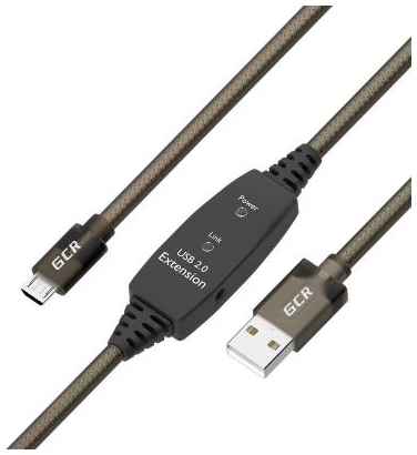 Кабель microUSB USB 10м Green Connection GCR-53813 круглый черный прозрачный 2034022980