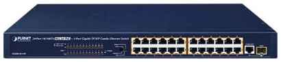 Коммутатор/ PLANET FGSW-2511P 24-Port 10/100TX 802.3at PoE + 1-Port Gigabit TP/SFP combo Ethernet Switch (190W PoE Budget, Standard/VLAN/QoS/Extend mo