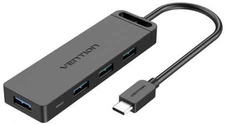 Vention Type-C to 4-Port USB 3.0 Hub with Power Supply 0.15M ABS Type