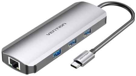 Концентратор USB Type-C Vention TOKHB 3 х USB 3.0 RJ-45 HDMI USB Type-C microSD SD