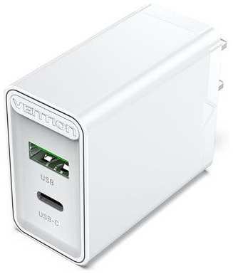 Vention 2-port USB(A+C) Wall Charger (18W/20W) EU-Plug White 2034025879