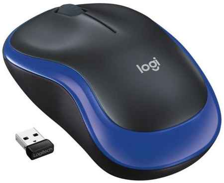 Мышь беспроводная Logitech M185 чёрный синий USB + радиоканал 910-002236 2034026669