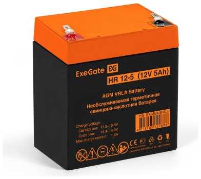 Аккумуляторная батарея ExeGate HR 12-5 (12V 5Ah 1221W, клеммы F1) 2034027536