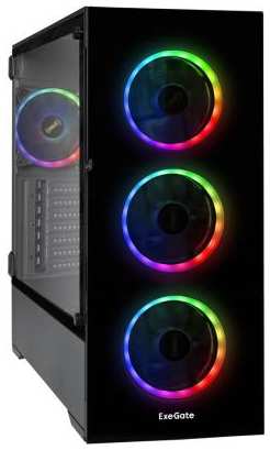 Корпус Miditower ExeGate i3 MAX-NPX700 (eATX, 700NPX 12см, 2*USB+1*USB3.0, HD аудио, 4 вент. 12см с RGB подсветкой, контроллер + ПДУ, ARGB MB