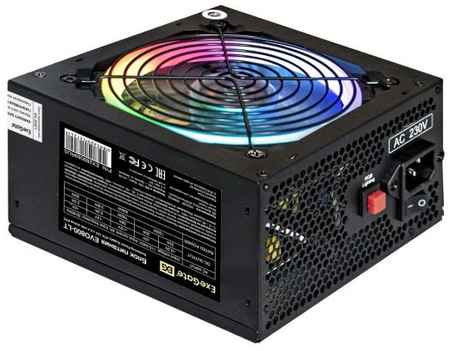 Блок питания 800W ExeGate EVO800-LT (ATX, APFC, SC, 12cm RGB fan, 24pin, (4+4)pin, PCI-E, 5xSATA, 3xIDE, FDD, кабель 220V с защитой от выдергив