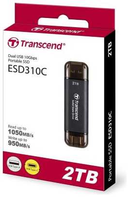 Внешний SSD диск 2 Tb USB Type-C USB 3.2 Gen 2 Transcend TS2TESD310C серый 2034031032