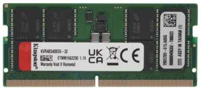 Оперативная память для ноутбука 32Gb (1x32Gb) PC5-38400 4800MHz DDR5 SO-DIMM CL40 Kingston ValueRAM KVR48S40BD8-32 2034032117