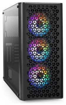 Корпус Miditower ExeGate EVO-9202 (ATX, без БП, с окном, 1*USB+1*USB3.0, аудио, 3 вент. 12см с RGB подсветкой)