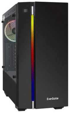Корпус Miditower ExeGate EVO-9201-NPX500 (ATX, БП 500NPX с вент. 12см, с окном, 2*USB+1*USB3.0, HD аудио, черный, 1 вент. с RGB подсветкой) 2034035631