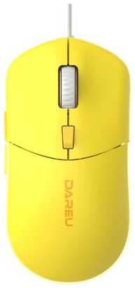 Мышь проводная Dareu LM121 Yellow (желтый), DPI 800/1600/2400/6400, подсветка RGB, размер 116x35x60мм, 1,8м 2034036708