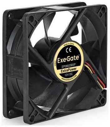 Exegate EX288925RUS Вентилятор ExeGate ExtraPower EP08025B3P (80x80x25 мм, 2-Ball (двойной шарикоподшипник), 3pin, 2400RPM, 26dBA) 2034042700