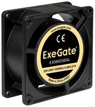 Exegate EX288997RUS Вентилятор 220В ExeGate EX08025BAL (80x80x25 мм, 2-Ball (двойной шарикоподшипник), подводящий провод 30 см, 2600RPM, 32dBA) 2034042705