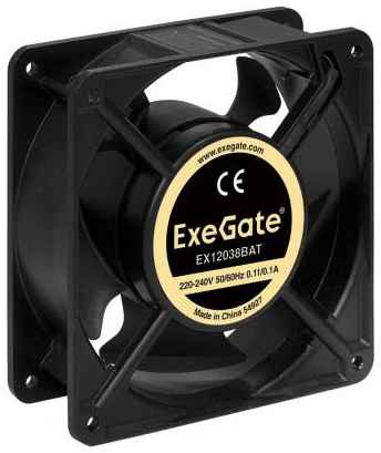 Exegate EX289019RUS Вентилятор 220В ExeGate EX12038BAT (120x120x38 мм, 2-Ball (двойной шарикоподшипник), клеммы, 2700RPM, 43dBA) 2034042737