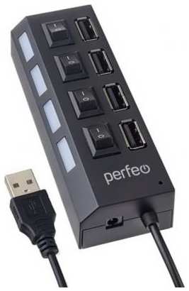 Концентратор USB 2.0 Perfeo PF-H030 4 x USB 2.0 черный 2034042764