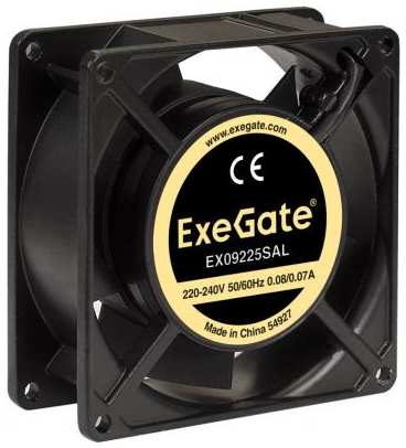 Exegate EX289005RUS Вентилятор 220В ExeGate EX09225SAL (92x92x25 мм, Sleeve bearing (подшипник скольжения), подводящий провод 30 см, 2500RPM, 34dBA)