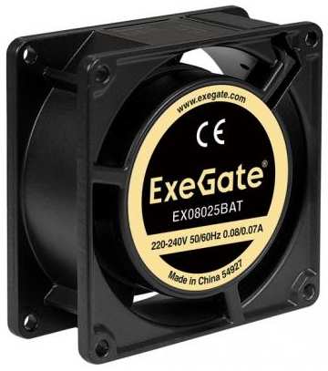 Exegate EX288998RUS Вентилятор 220В ExeGate EX08025BAT (80x80x25 мм, 2-Ball (двойной шарикоподшипник), клеммы, 2600RPM, 32dBA) 2034042794