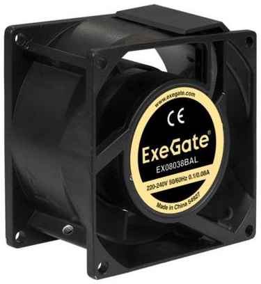 Exegate EX288999RUS Вентилятор 220В ExeGate EX08038BAL (80x80x38 мм, 2-Ball (двойной шарикоподшипник), подводящий провод 30 см, 2500RPM, 37dBA)