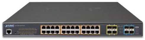 Коммутатор/ PLANET L2+/L4 24-Port 10/100/1000T 75W Ultra PoE with 4 shared SFP + 4-Port 10G SFP+ Managed Switch, with Hardware Layer3 IPv4/IPv6 Static 2034052005